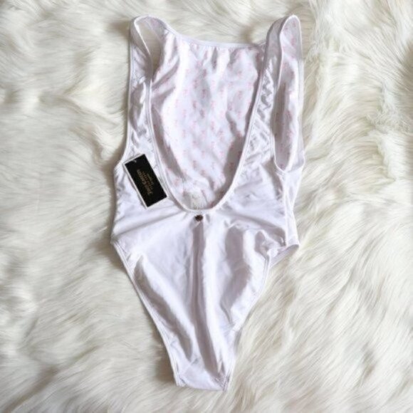 NWT Juicy Couture Logo White One Piece Swimsuit Bathing Suit Size XS Open Back - Picture 5 of 7